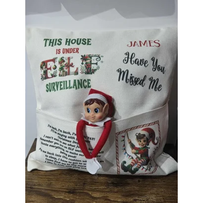 Christmas Elf Return Pocket Cushion