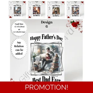 A5 or A4 Personalised Greeting Card - Happy Father's Day - Reading - Any Relation - D.6-10