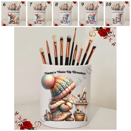 Personalised Ceramic Make Up Brush Holder - Gnome – Name’s Make Up Brushes – Designs 6-10