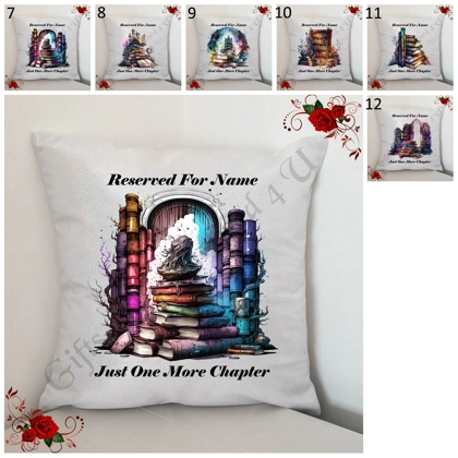 Personalised 16" Silver Glitter Cushion - Book Lovers - Reserved For Name - Designs 7-12