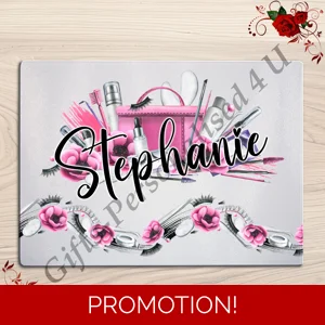 Personalised Glass Board - Make Up / Straightener Protector / Dressing Table - D.14