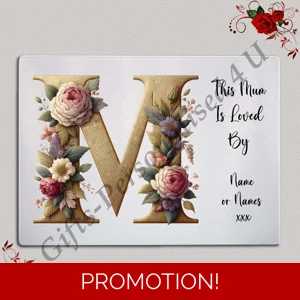 Personalised Glass Chopping Board - This Mum / Mummy / Mam / Mom Is Loved By Name – D.1