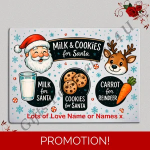 Personalised Glass Chopping Board - Christmas Eve Santa Treats - D.1