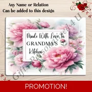 Personalised Glass Chopping Board - Made With Love - Name or Relation - D.1