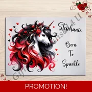 Personalised Glass Board - Make Up / Straightener Protector / Dressing Table - Unicorn - D.1