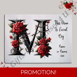 Personalised Glass Chopping Board - This Mum / Mummy / Mam / Mom Is Loved By Name – D.2