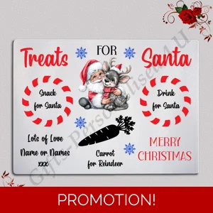 Personalised Glass Chopping Board - Christmas Eve Santa Treats - D.2