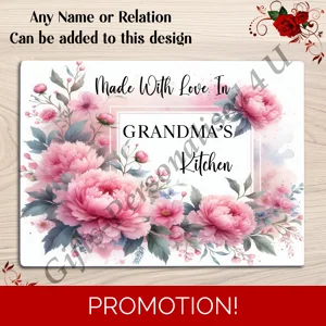 Personalised Glass Chopping Board - Made With Love - Name or Relation - D.2
