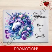 Personalised Glass Board - Make Up / Straightener Protector / Dressing Table - Unicorn - D.2