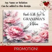 Personalised Glass Chopping Board - Made With Love - Name or Relation - D.3