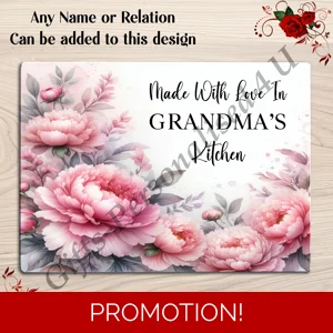 Personalised Glass Chopping Board - Made With Love - Name or Relation - D.3