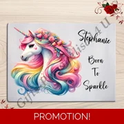 Personalised Glass Board - Make Up / Straightener Protector / Dressing Table - Unicorn - D.3