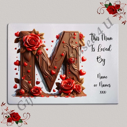 Personalised Glass Chopping Board - This Mum / Mummy / Mam / Mom Is Loved By Name – D.46
