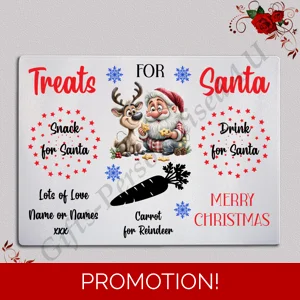 Personalised Glass Chopping Board - Christmas Eve Santa Treats - D.4