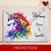 Personalised Glass Board - Make Up / Straightener Protector / Dressing Table - Unicorn - D.4