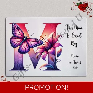 Personalised Glass Chopping Board - This Mum / Mummy / Mam / Mom Is Loved By Name – D.53