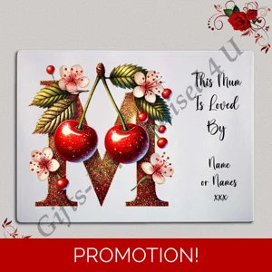 Personalised Glass Chopping Board - This Mum / Mummy / Mam / Mom Is Loved By Name – D.55
