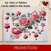 Personalised Glass Chopping Board - Made With Love - Name or Relation - D.5