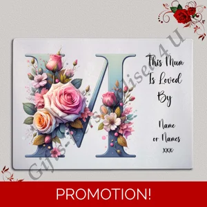 Personalised Glass Chopping Board - This Mum / Mummy / Mam / Mom Is Loved By Name – D.60