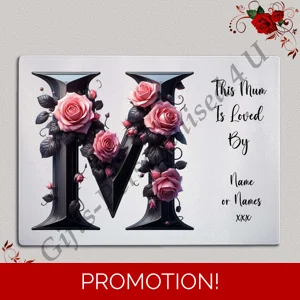 Personalised Glass Chopping Board - This Mum / Mummy / Mam / Mom Is Loved By Name – D.7