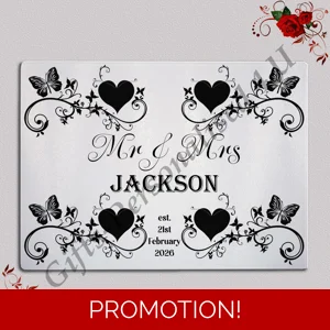 Personalised Glass Chopping Board - Mr & Mrs / Mr & Mr / Mrs & Mrs - Wedding / Anniversary etc - D.2