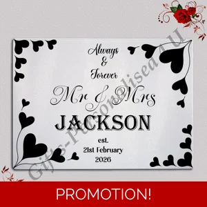 Personalised Glass Chopping Board - Mr & Mrs / Mr & Mr / Mrs & Mrs - Wedding / Anniversary etc - D.4