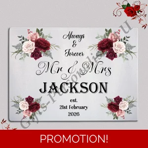 Personalised Glass Chopping Board - Mr & Mrs / Mr & Mr / Mrs & Mrs - Wedding / Anniversary etc - D.5