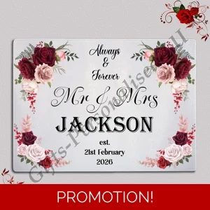Personalised Glass Chopping Board - Mr & Mrs / Mr & Mr / Mrs & Mrs - Wedding / Anniversary etc - D.7