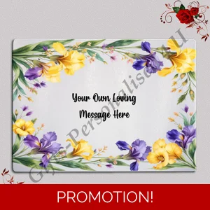 Personalised Glass Chopping Board - Flowers - D.3