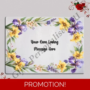 Personalised Glass Chopping Board - Flowers - D.4