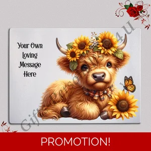 Personalised Glass Chopping Board - Highland Cow - D.1