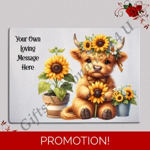 Personalised Glass Chopping Board - Highland Cow - D.2
