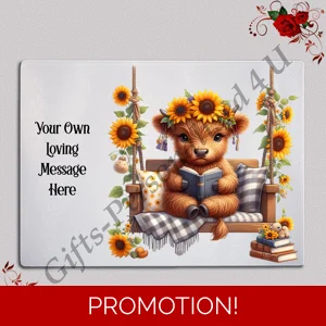 Personalised Glass Chopping Board - Highland Cow - D.3