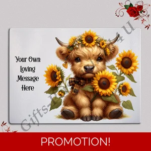Personalised Glass Chopping Board - Highland Cow - D.4