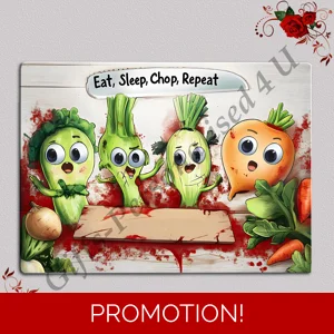 Designed Glass Chopping Board - Veggie Humour - D.10