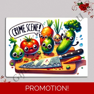Designed Glass Chopping Board - Veggie Humour - D.11