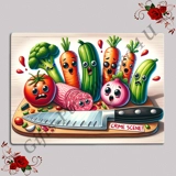 Designed Glass Chopping Board - Veggie..