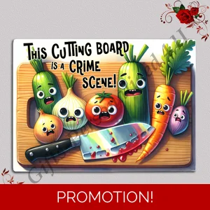 Designed Glass Chopping Board - Veggie Humour - D.1