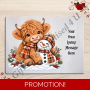 Personalised Glass Chopping Board - Christmas - Highland Cow - D.4