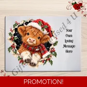 Personalised Glass Chopping Board - Christmas - Highland Cow - D.6