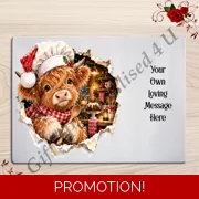 Personalised Glass Chopping Board - Christmas - Highland Cow - D.7