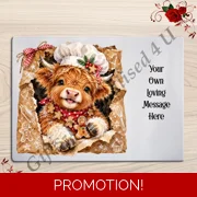 Personalised Glass Chopping Board - Christmas - Highland Cow - D.8