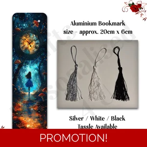 Designed Aluminium Bookmark - Book Lovers - Alice In Wonderland - Design 3