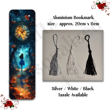 Designed Aluminium Bookmark - Book Lovers - Alice In Wonderland - Design 3