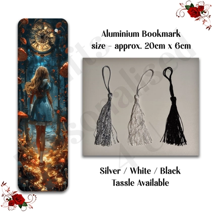 Designed Aluminium Bookmark - Book Lovers - Alice In Wonderland - Design 4