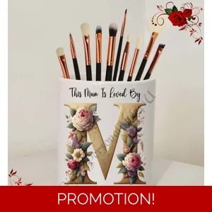 Personalised Ceramic Make Up Brush Holder - This Mum / Mummy / Mam / Mom Is Loved By Name – D.1