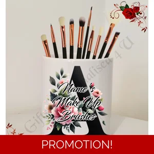 Personalised Ceramic Make Up Brush Holder – Initial - Name’s Make Up Brushes – D.3