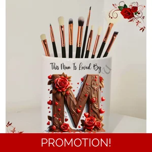 Personalised Ceramic Make Up Brush Holder - This Mum / Mummy / Mam / Mom Is Loved By Name – D.46