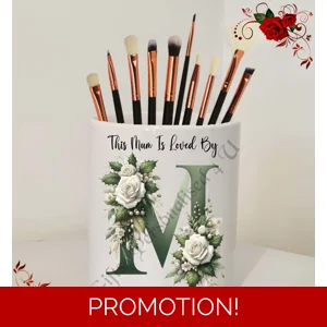 Personalised Ceramic Make Up Brush Holder - This Mum / Mummy / Mam / Mom Is Loved By Name – D.4