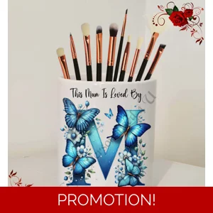 Personalised Ceramic Make Up Brush Holder - This Mum / Mummy / Mam / Mom Is Loved By Name – D.52